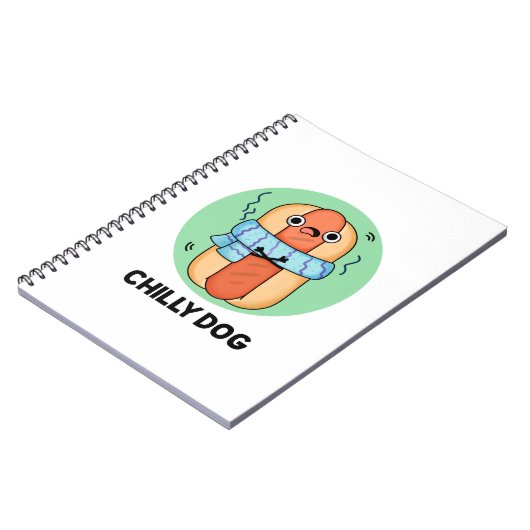 Grappige Chilly Dog Chili Hotdog Woordgrap Notitieboek (Linkerzijde)