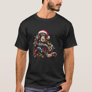 Grappige Chimp Monkey Dragen van een Santa Hat en T-shirt