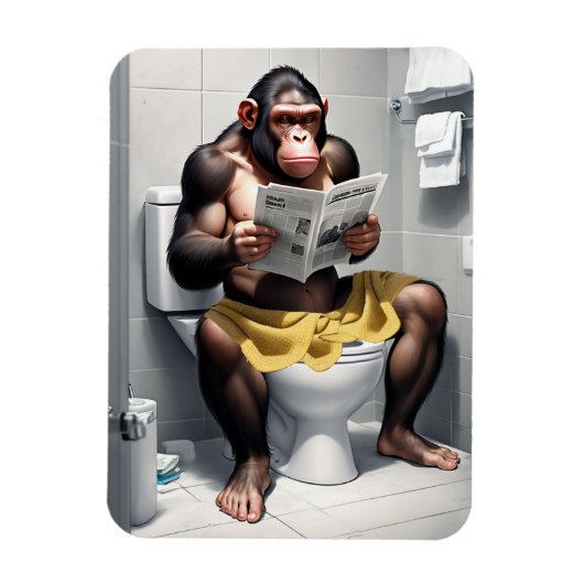 Grappige Chimp op een toilet Flexibele koelkast Magneet (Verticaal)