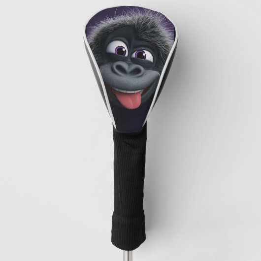 Grappige chimpansee cartoon golfheadcover (Voorkant)