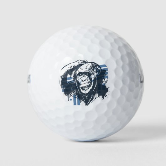 Grappige Chimpansee Denkt Golfballen (Voorkant)