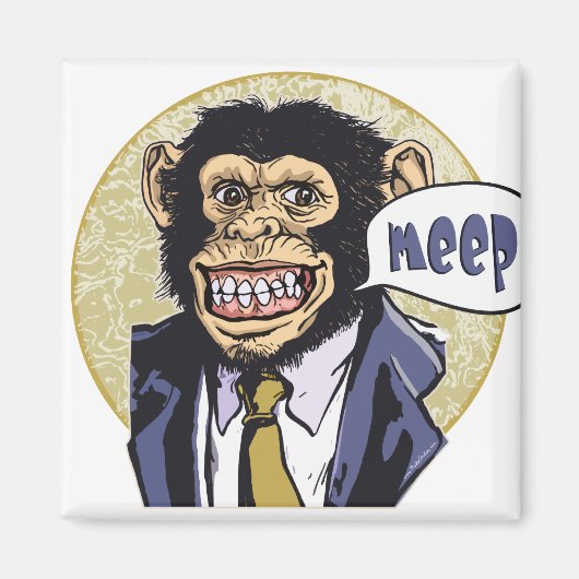 Grappige Chimpansee gaan Meep door Mudge Studios Magneet (Voorkant)