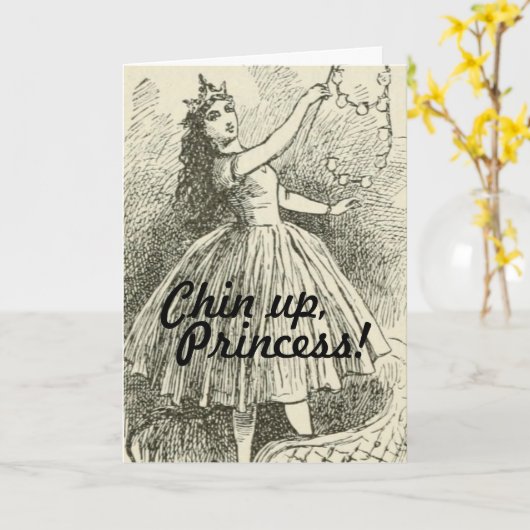 Grappige Chin Up Prinses Cheer Up Aanmoediging Kaart (Gele Bloem)