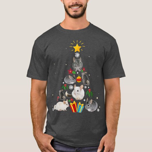 Grappige Chinchilla Kerstboom T-shirt (Voorkant)