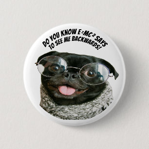 Grappige Chinese Pug Puppies Hond Theorie Acute Ve Ronde Button 5,7 Cm