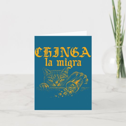 Grappige Chinga La Migra Retro Kat Kaart (Voorkant)