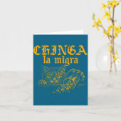 Grappige Chinga La Migra Retro Kat Kaart (Gele Bloem)