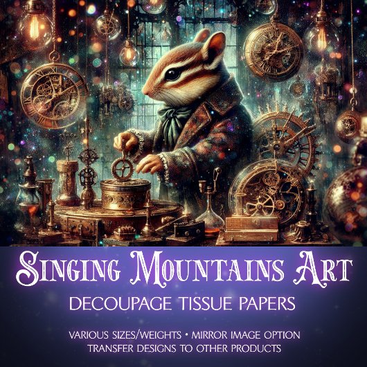 Grappige Chipmunk Clockwork Steampunk Decoupage Tissuepapier