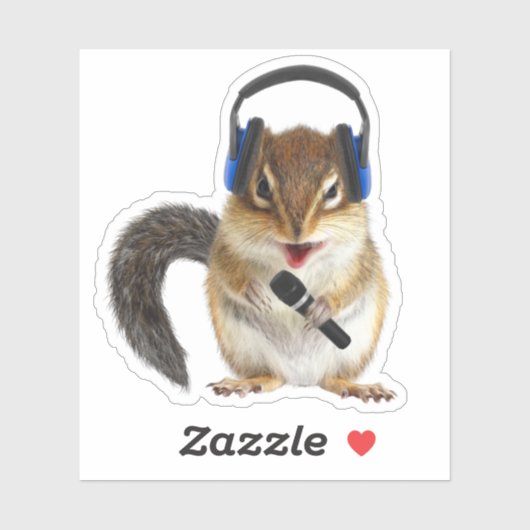 Grappige chipmunk DJ met hoofdtelefoon en microfoo Sticker (Vel)