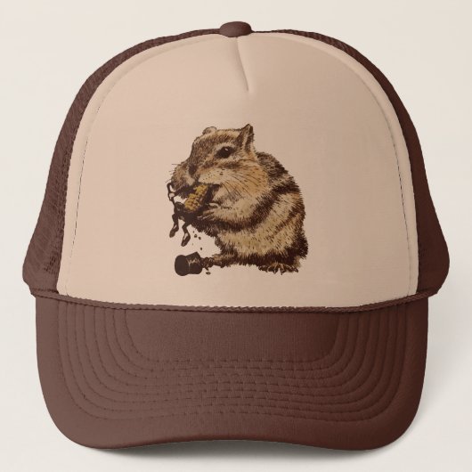 Grappige chipmunk eten een maïs persoon trucker pet (Voorkant)
