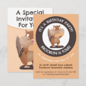 Grappige chipmunk gepersonaliseerde cartoon uitnod kaart (Voorkant / Achterkant)