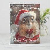 Grappige chipmunk noot voor kerstfoto feestdagenkaart (Staand voorkant)