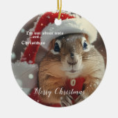 Grappige chipmunk noot vrolijk kerst foto keramisch ornament (Voorkant)