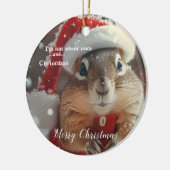 Grappige chipmunk noot vrolijk kerst foto keramisch ornament (Links)