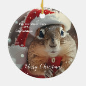 Grappige chipmunk noot vrolijk kerst foto keramisch ornament (Achterkant)