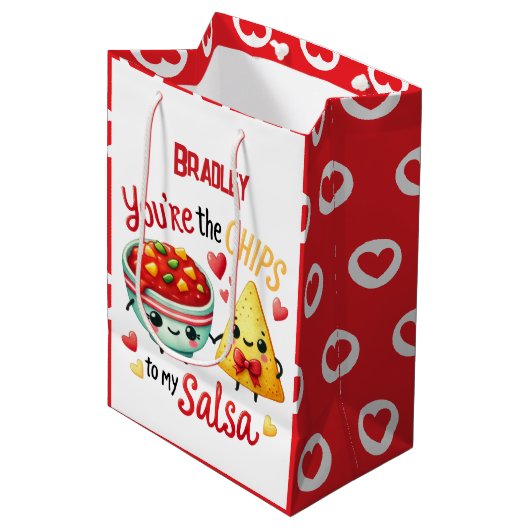 Grappige Chips voor mijn Salsa Valentijnsdag Naam  Medium Cadeauzakje (Voorkant Gekanteld)