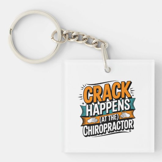 Grappige chiropractische spreuk wervelkolom kraken sleutelhanger (voorkant)