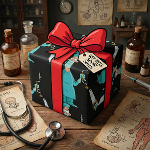 Grappige chirurg Cartoon hilarische medische Humor Cadeaupapier