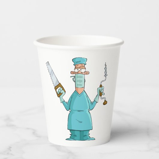 Grappige chirurg Cartoon hilarische medische Humor Papieren Bekers (Voorkant)