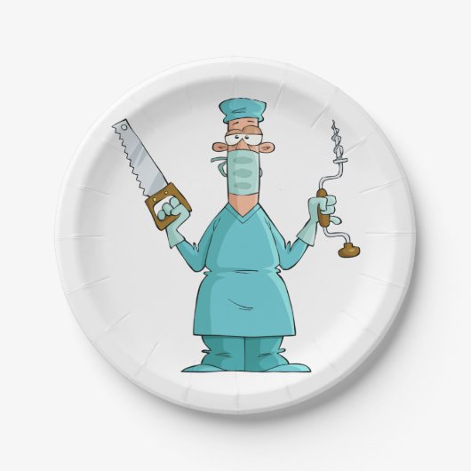Grappige chirurg Cartoon hilarische medische Humor Papieren Bordje (Voorkant)