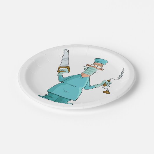 Grappige chirurg Cartoon hilarische medische Humor Papieren Bordje (Gekanteld)