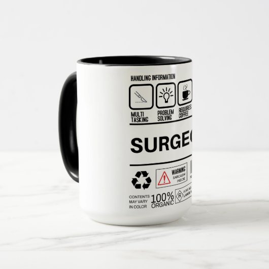 Grappige chirurg die informatie behandelt mok (Voorkant links)