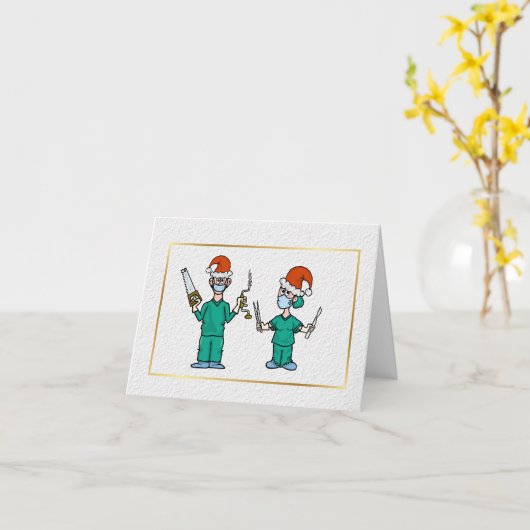 Grappige Chirurgen Kerstkaart Kaart (Gele Bloem)