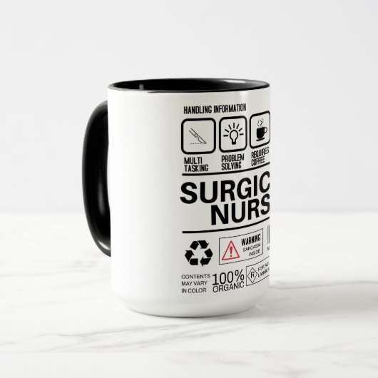 Grappige chirurgische verpleegkundige Handling Inf Mok (Voorkant links)
