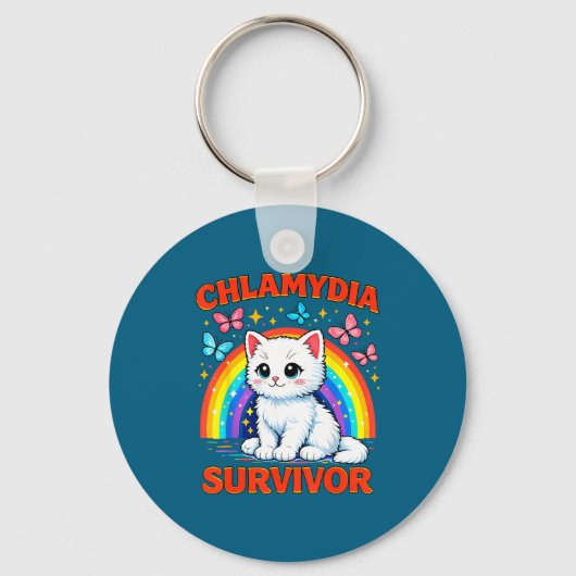 Grappige Chlamydia-overlevende Sarcastische Witte Sleutelhanger (Voorkant)