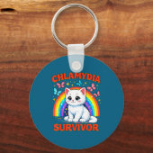 Grappige Chlamydia-overlevende Sarcastische Witte Sleutelhanger (Voorkant)