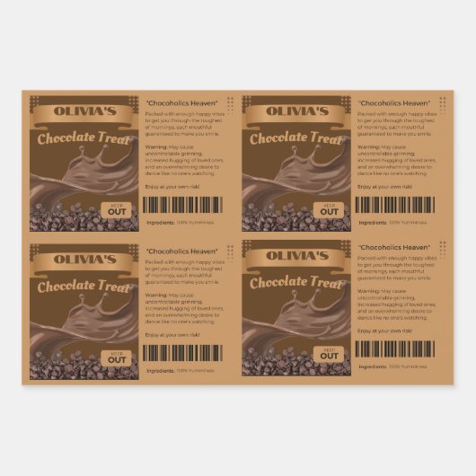 GRAppige chocoholici genoemd naar betegelde chocol Inpakpapier Vel (Voorkant)