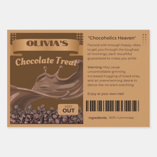 GRAPPIGE Chocoholics Named Chocolate Treats Labels Inpakpapier Vel (Voorkant)