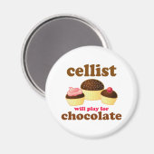 Grappige chocolade cello magneet (Voorkant / Achterkant)