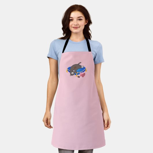 Grappige Chocolade Kat Schort (Gedragen)