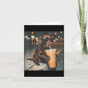 Grappige Chocolade Lab die Iced Coffee Liefhebbers Kaart