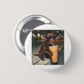 Grappige chocolade labrador die van ijsliefhebbers ronde button 5,7 cm (Voorkant /achterkant)