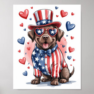 Grappige Chocolade Labrador Hond 4 Juli Independe Poster