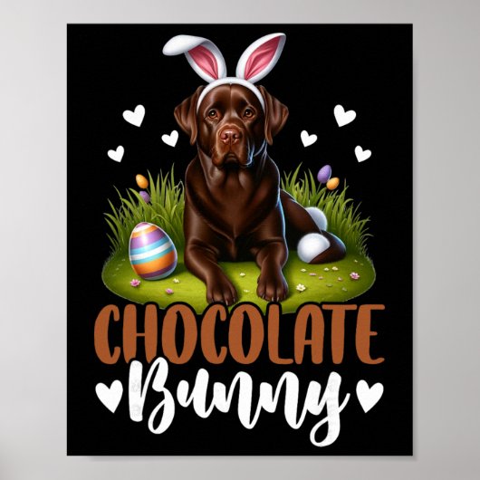 Grappige Chocolade Labrador Konijn Paasfeest Poster (Voorkant)