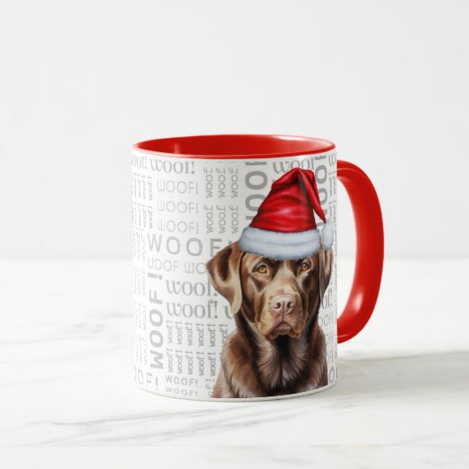 Grappige Chocolade Labrador Retriever Christmas Mok (Voorkant rechts)