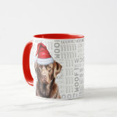 Grappige Chocolade Labrador Retriever Christmas Mok (Voorkant links)