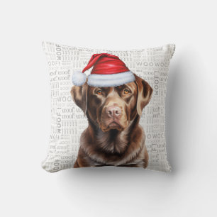 Grappige Chocolade Labrador Retriever Hond Kerstmi Kussen