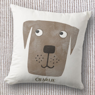 Grappige Chocolade Labrador Retriever Hond Met Eig Kussen