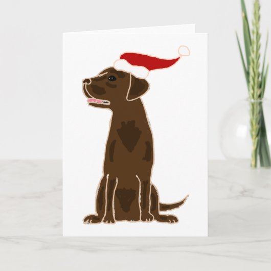 Grappige Chocolade Labrador Retriever Kerstkunst Feestdagen Kaart (Voorkant)