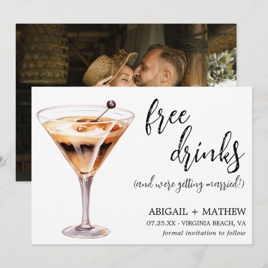 Grappige Chocolade Martini Cocktail Foto Bruiloft Save The Date (Voorkant / Achterkant)