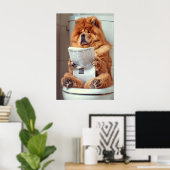 Grappige Chow Chow Badkamer Print, Hond Leest Poster (Thuiskantoor)