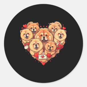 Grappige Chow Chow Hart Valentijnsdag Chow Chow Da Ronde Sticker