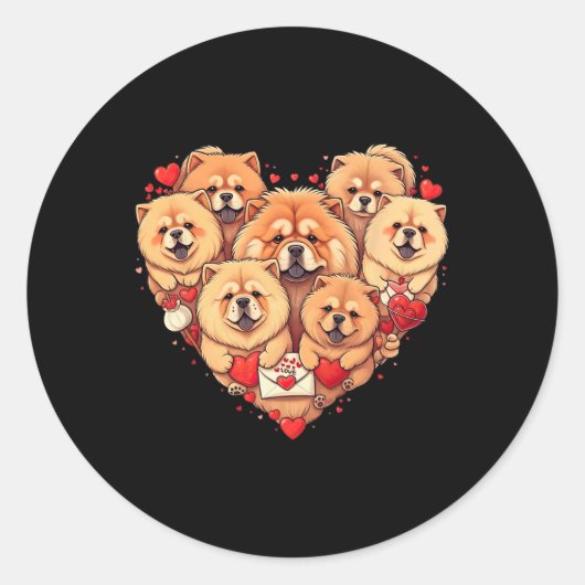 Grappige Chow Chow Hart Valentijnsdag Chow Chow Da Ronde Sticker (Voorkant)