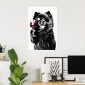Grappige Chow Chow-hond Wijn Kunstprint Zonnebril Poster (Thuiskantoor)