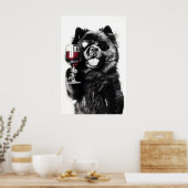 Grappige Chow Chow-hond Wijn Kunstprint Zonnebril Poster (Keuken)