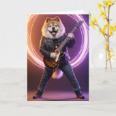 Grappige Chow Chow Rockster Kaart (Gele Bloem)
